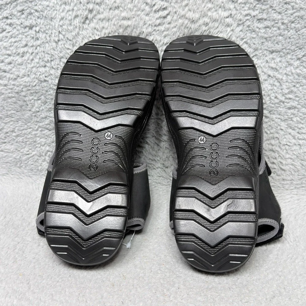 Ecco Onroads Mens Size 10 Sandals Shoes Black Leather Adjustable